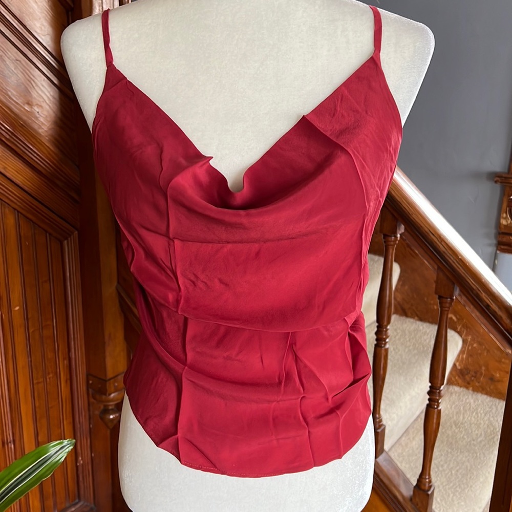 100% Silk Camisole adjustable Spaghetti Straps Red Sz M